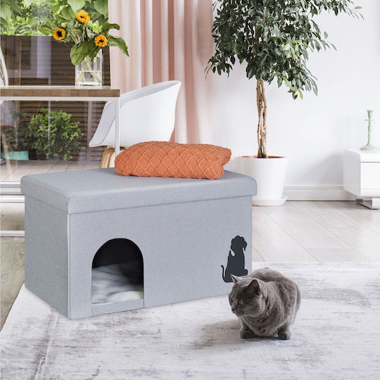 Relaxdays Bancă Cuib Pentru Animale Gri Negru Alb 40.5x72x40.5 Cm Capacitate 100 Kg Pliabil