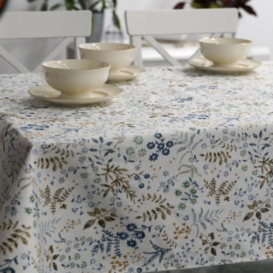 Floral Față de masă Din Bumbac Rezistent la pete Albastru 140x180cm