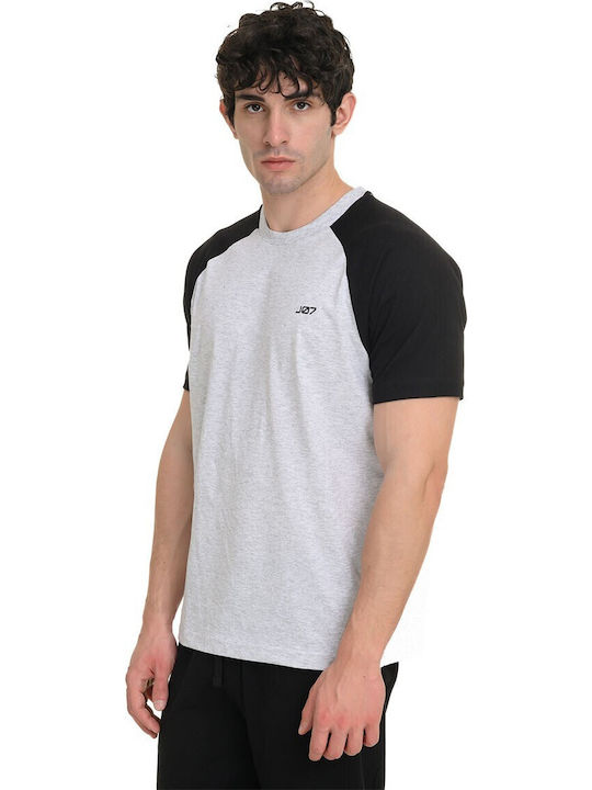 T-shirt White Melange-black