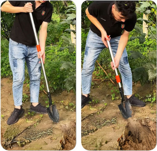 Lopată Telescopică Grădină Zola Lungime Reglabilă 80-110 Cm Oțel Mâner Antiderapant 15 X 21 Cm
