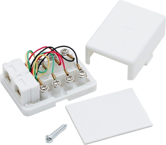 Double Wall Telephone Socket 6p4c Gold-plated Contacts Surface Mount White