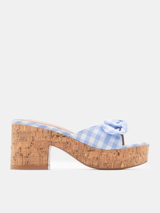 Mules With High Heel In Light Blue Colour