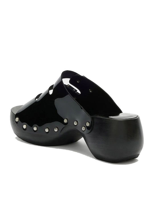 Pescura Mules with Heel in Black Colour