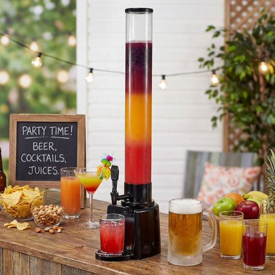 Cheffinger Drinks Dispenser 3l Tap Translucent Tank Black Transparent