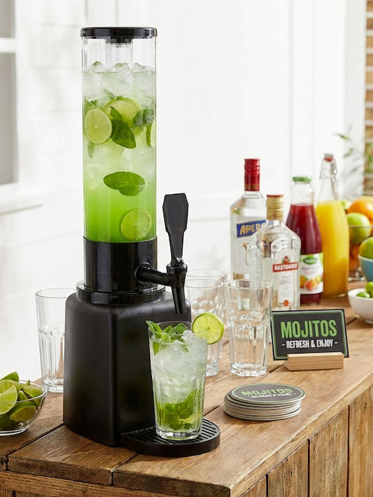 Dozator De Băuturi Cheffinger 1.3l Robinet Recipient Translucid Negru Transparent