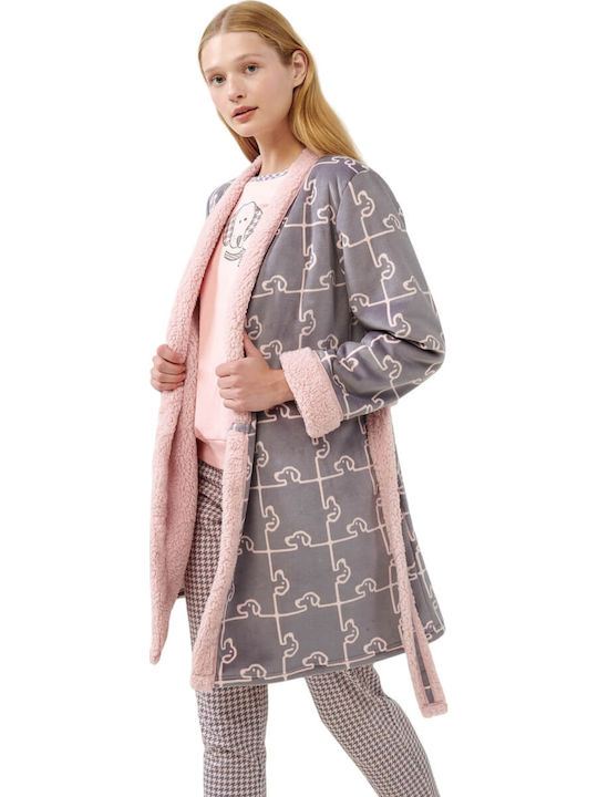 Vamp Winter Damen Vlies Robe Gray