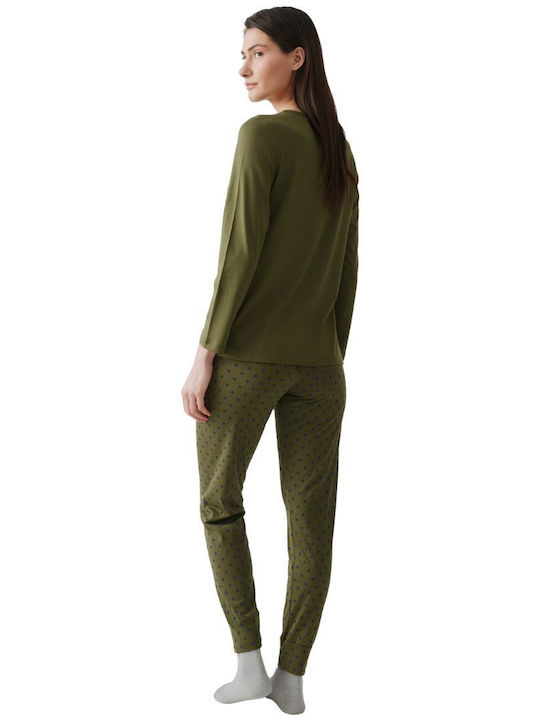 Minerva Winter Damen Pyjama-Set Fresh Olive