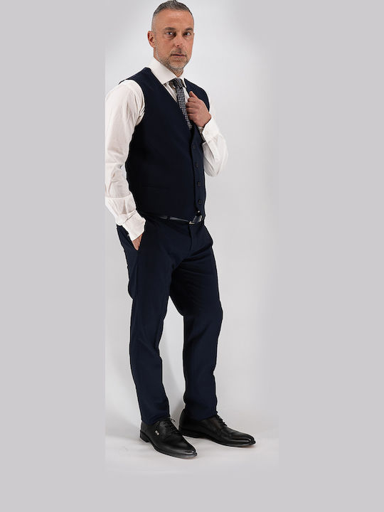 Winter Men's Suit with Vest Blue