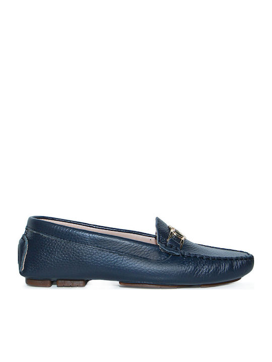 Leather Women's Moccasins In Blue Color