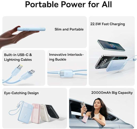 Baseus EnerFill FC11 Power Bank 10000mAh 22.5W cu Port USB-A și Port USB-C Bej