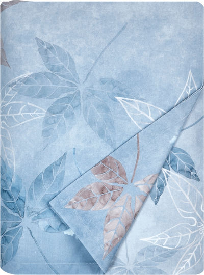 Kentia Tablecloth Cotton Leaf Light Blue 150x250cm