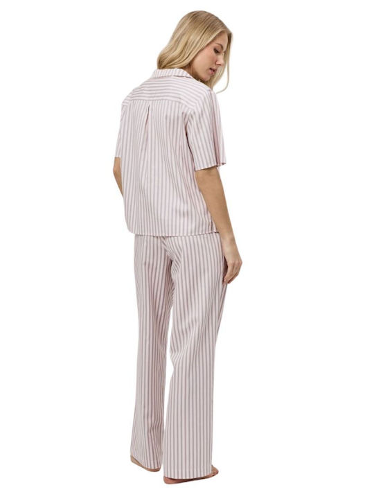 Aruelle Set Pijama de Vară pentru Femei din Bumbac Pale Pink Aruelle Set Pijama de Vară pentru Femei din Bumbac Pale Pink
