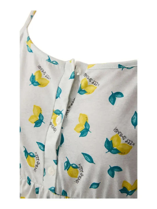 Minerva Summer Cotton Women's Nightgown Grey Mel-Yellow Lemons