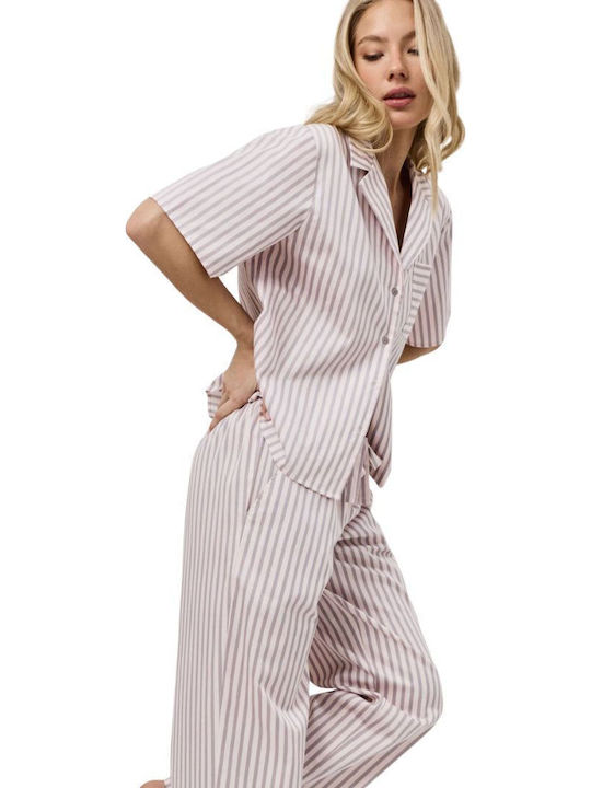 Aruelle Summer Women's Cotton Pyjama Set Pale Pink
