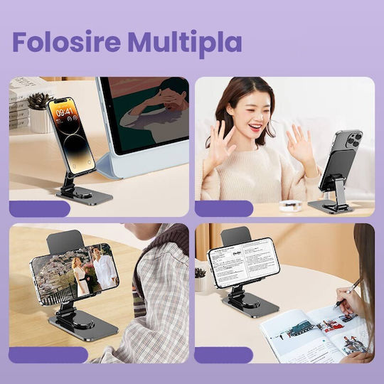 Suport Telefon Alista Home Stand Pliabil Pentru Streaming Compatibil Cu Tablete Din Aliaj De Aluminiu Pentru Birou 14.6 X 11.5 X 7 Cm Argintiu Aurora