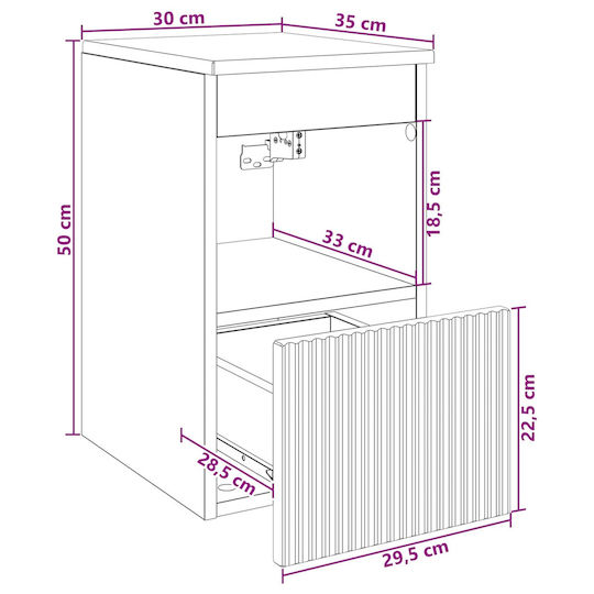 vidaXL Bench Without Sink M30xD35xH50cm Black