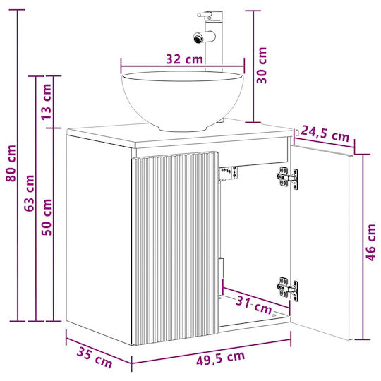 vidaXL Плот със Смесител 49.5x35x63 см Черен