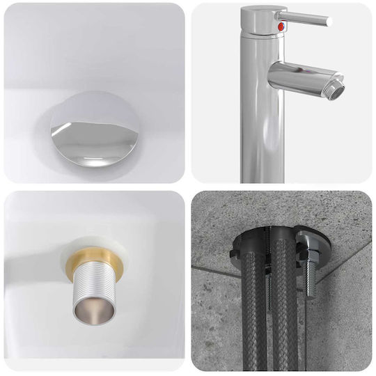 vidaXL Vanity Unit with Sink M53xD34.5xH63cm Concrete Gray
