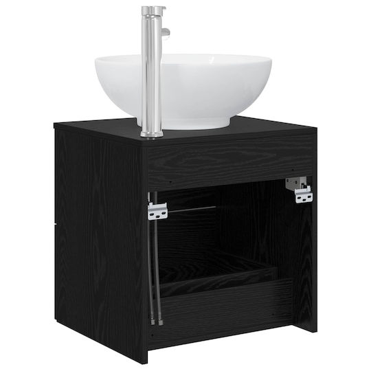 vidaXL Badezimmer Waschtisch-Einheit M49.5xB44.5xH66.5cm Schwarze Eiche