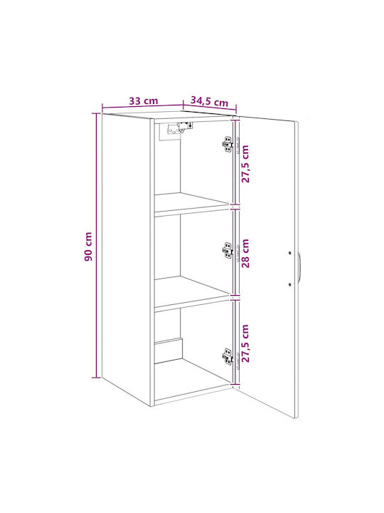 Wall Brown Kitchen Cabinet 33x34.5x90cm