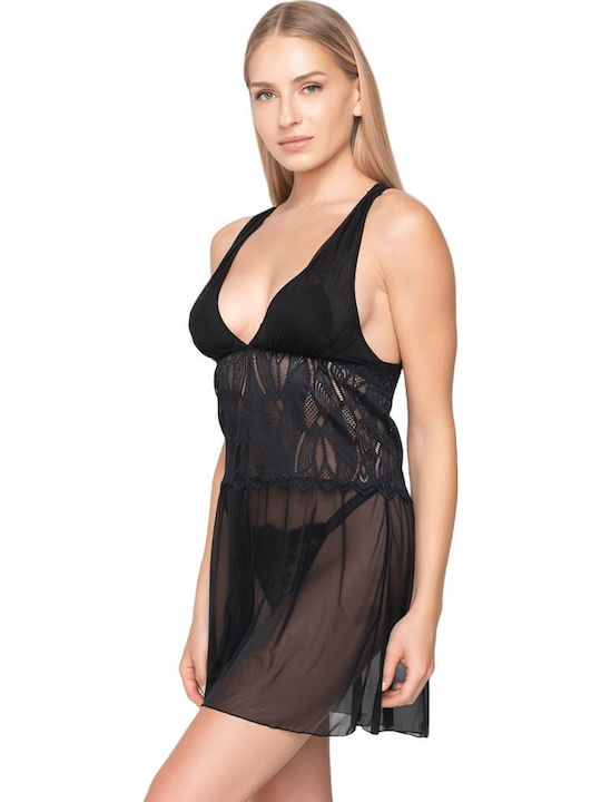 Luna Χειμερινό Babydoll Μαύρο
