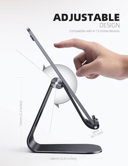 Lamicall Tablet Phone Stand Adjustable Angle High Stability Compatible Devices 10-33 Cm Gray