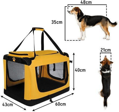 Geantă Pentru Transport Câine / Pisică Până La 25kg Galbenă L60xL44xÎ42cm
