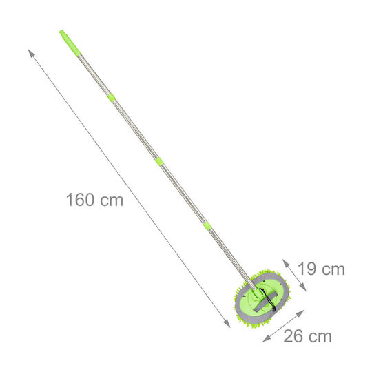 Perie Telescopică Spălare Auto Relaxdays Verde Argintiu 160x19x26 Cm 2 În 1 Mâner Reglabil