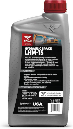 Triax Ulei Frâne Hidraulice LHM15 JCB CAT Komatsu 946 ml