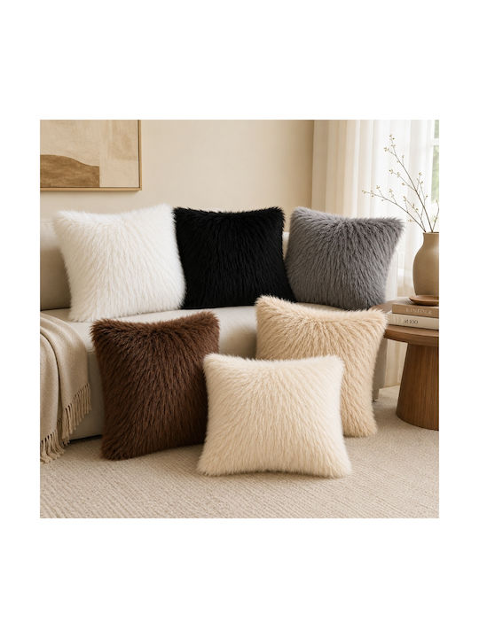 My Home Luxury Decorative Pillow Case From Black Furry 45x45cm
