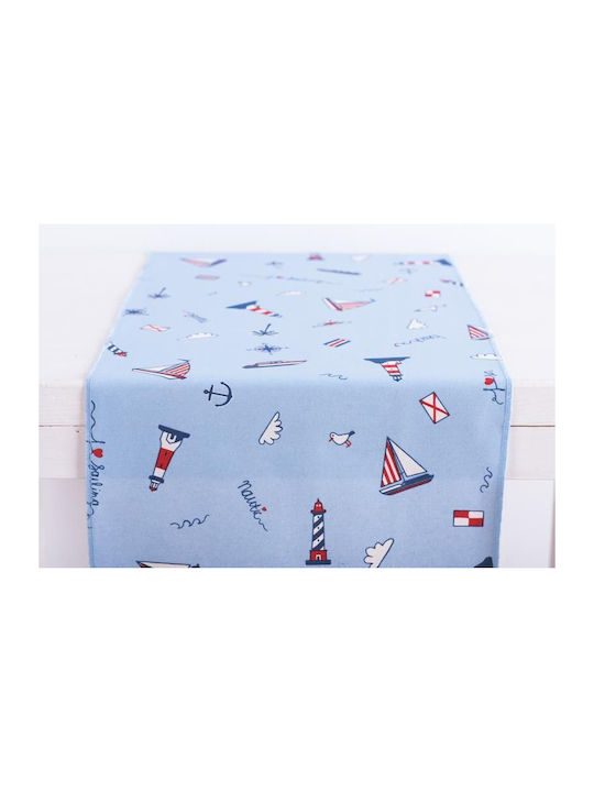 Beauty Home Tischdecke Hellblau Marine 32x150cm