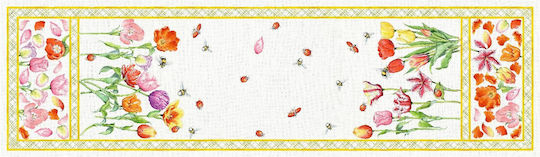 Tessitura Toscana Telerie Linen Table Runner Orange