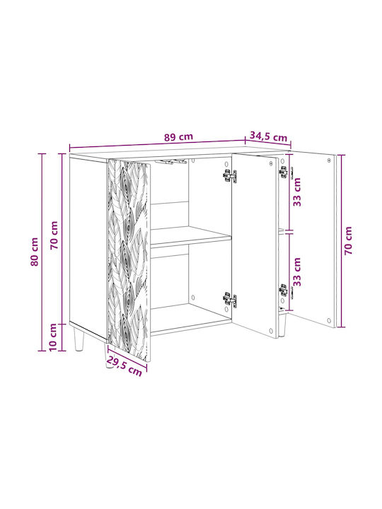 Буфет Дървен Бял 89x34.5x80см
