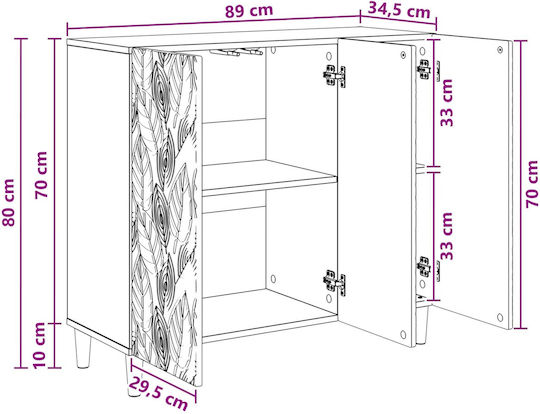 Μπουφές Ξύλινος Λευκό 89x34.5x80cm