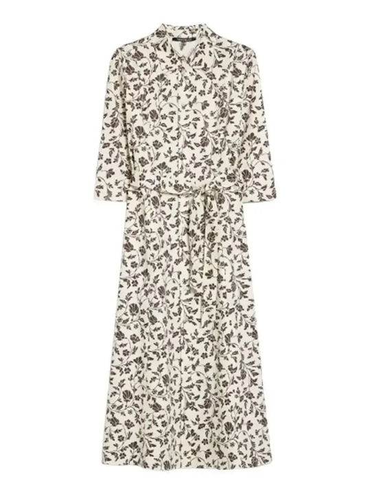 Midi Evening Shirt Dress Satin Ivory
