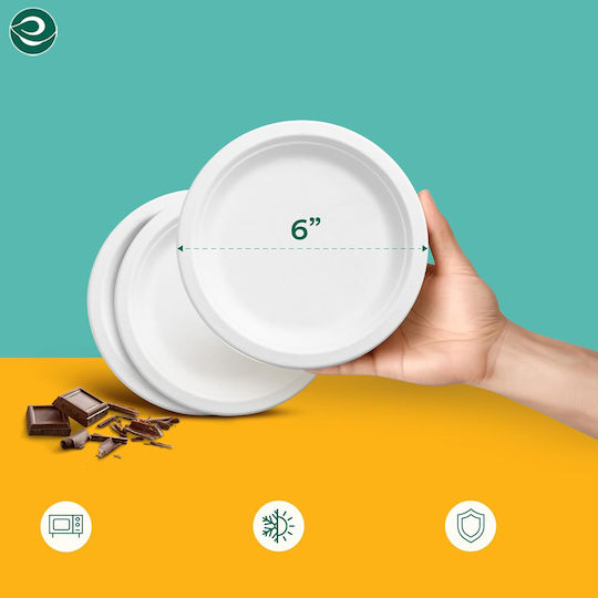 Χάρτινα Πιάτα 15 Cm Κομποστοποιήσιμα Eco Soul 1000 Τεμάχια Μιας Χρήσης Λευκά