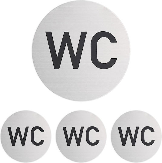 Relaxdays Set 4 Self-adhesive Wc Signs Black Silver 10x0.16x10 Cm