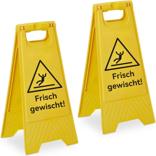 Relaxdays Wet Floor Indicator Set 2 Yellow Black 59x23x29 Cm