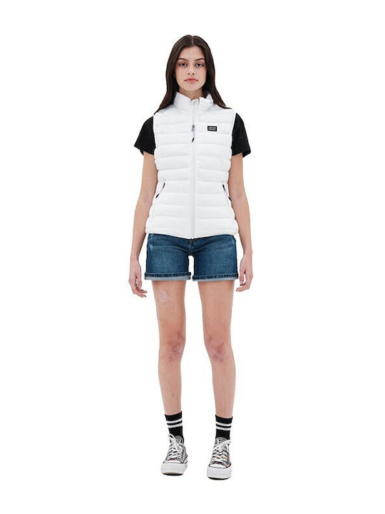 231.EW10.167A Kurz Damen Ärmellos Puffer Jacke für Winter Weiß