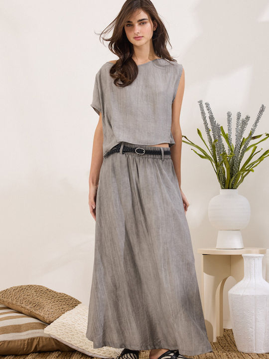 Set Cu Fustă Maxi Gri Ss0326004