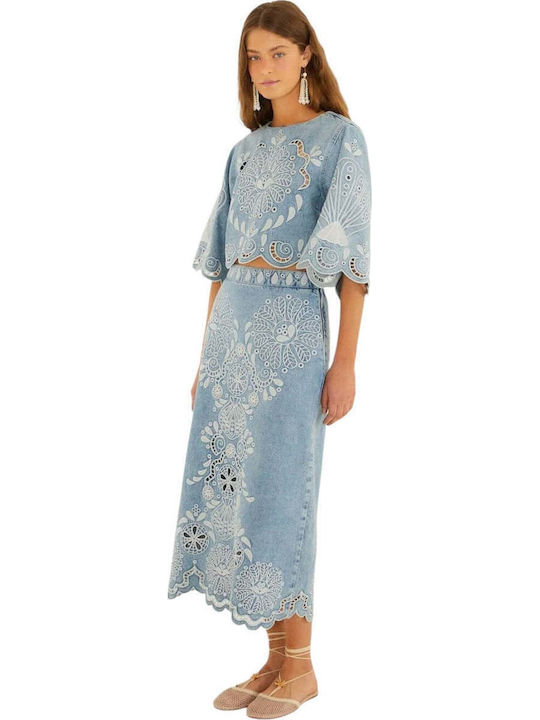 Denim Midi Skirt Blue