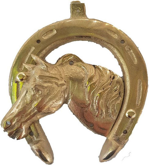 Horseshoe With Horse Gold Plated Decorative Garden Metal 12cmx9cm HOR-04567