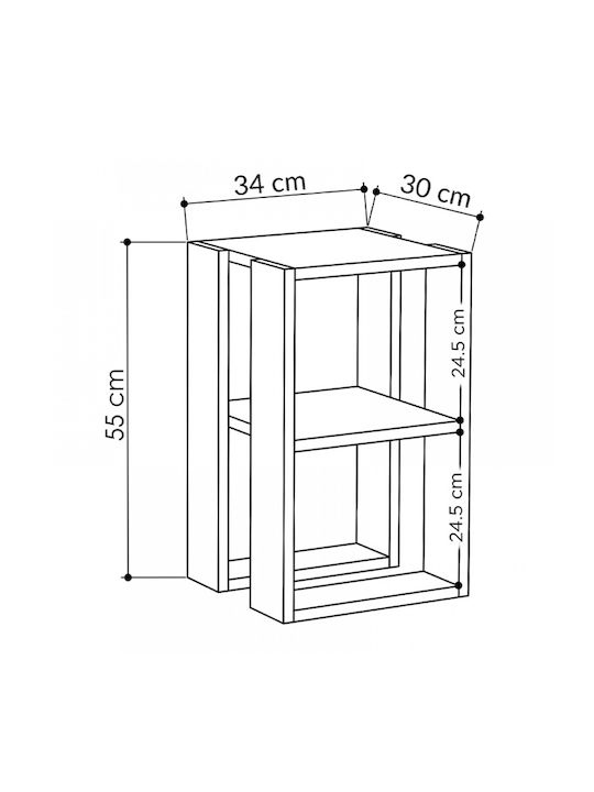 Bedside Table Lonie Lonie Wooden Beige 34x30x55cm