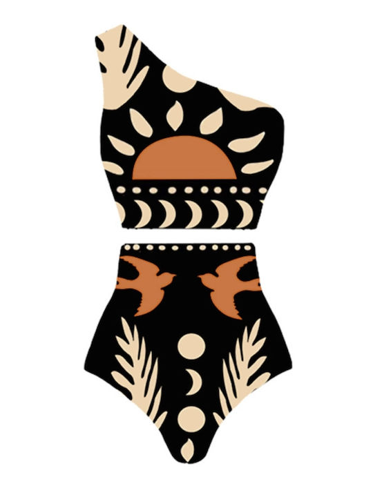 Set Bikini Με Έναν Ώμο Ψηλόμεσο