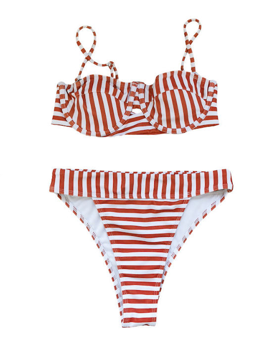 Set Bikini Ριγέ Κόκκινο