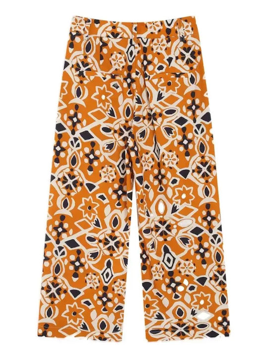 Damen Stoff Capri Hose Cognac