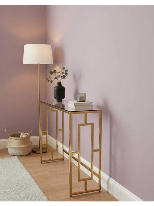 Metal Console Table with Glass Top Gold L100xW30xH80cm