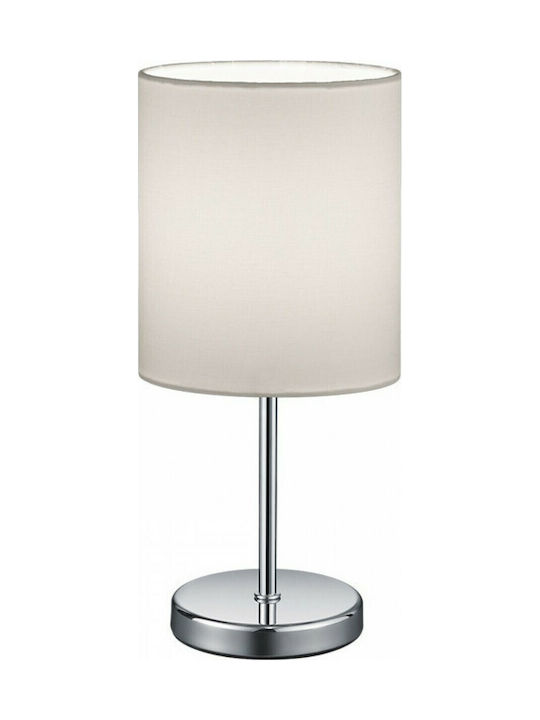 Trio Lighting Jerry Metal Table Lamp for Socket E14 LED with White Shade and Silver Base