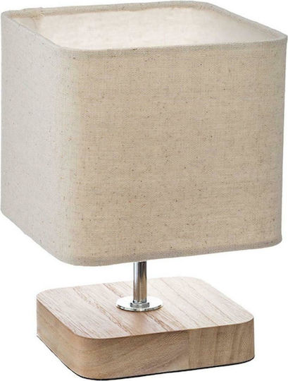 Pakketo Sand Lemn Lampă de masă pentru Soclu E14 cu Abajur Bej și Bază