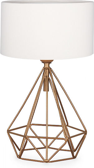 Megapap Vanstone Metal Table Lamp for Socket E27 with White Shade and Gold Base
